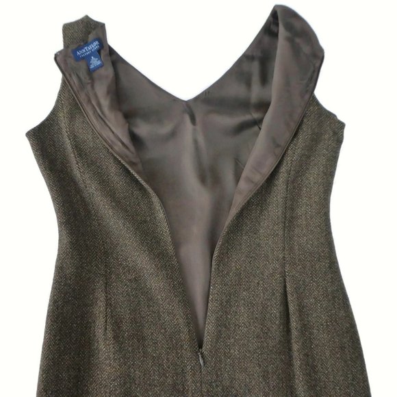 Wool Ann Taylor Dress Career Work Wear Brown Lined Sleeveless Back YKK Zip 6 - Picture 4 of 9